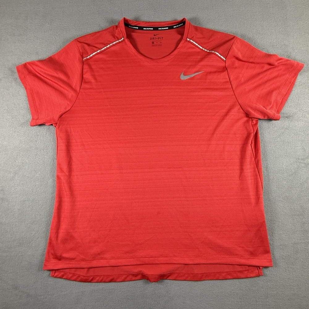 Nike Shirt Mens 2XL Red Dri-FIT Running Performance Reflective Athletic
